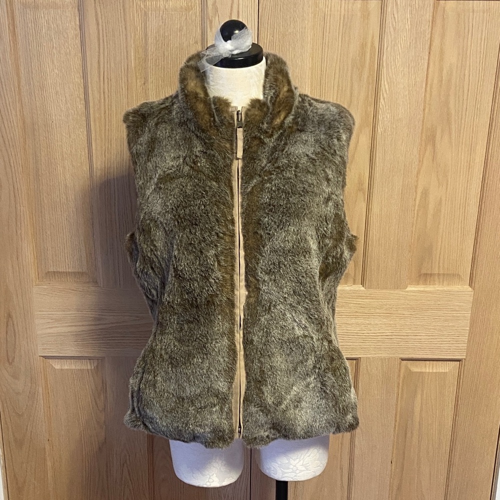 J. Jill Faux Fur Vest in Tan
